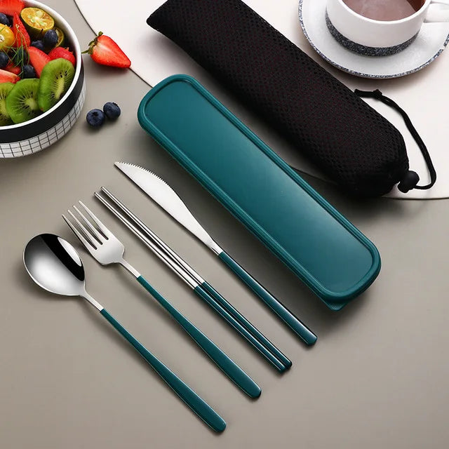 High Quality Stainless Steel Portable Cutlery Set With Travel Box