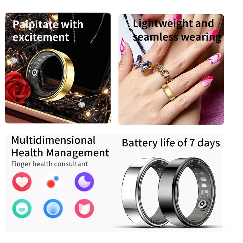 Smart Ring Bluetooth Call Heart Rate Blood Pressure Waterproof Monitor