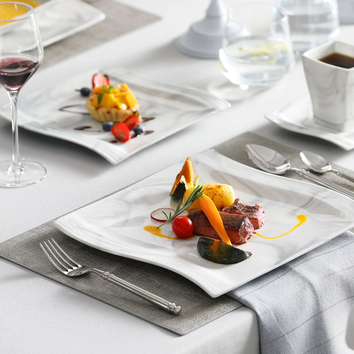 Malacasa Luxury Marble Finish Porcelain Dinnerware Set