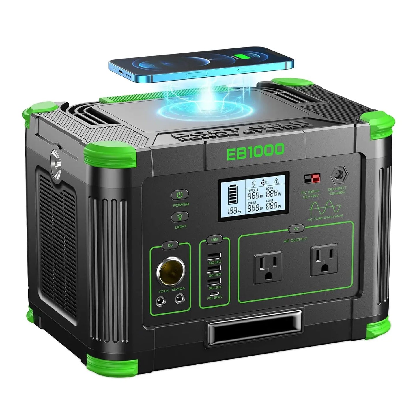 Portable Power Station 500W 519Wh Solar Generator USB C PD