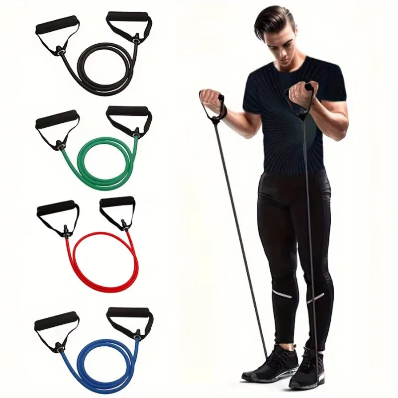 Home Gym Resistance Band Set With Four Levels, Comfort Grip Handles, Door Anchor And Carry Bag