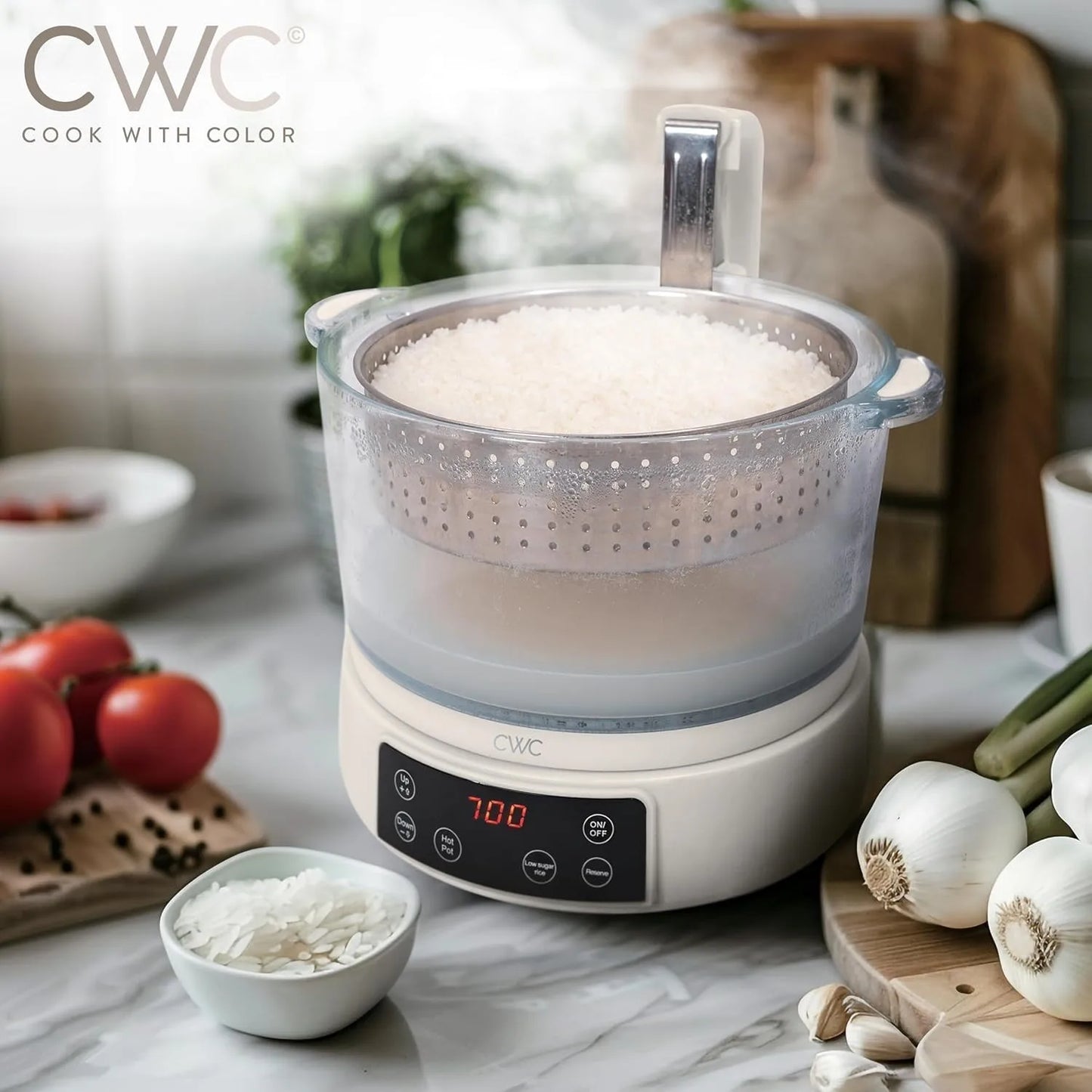 Cook With Color Glass Mini Low Carb Rice Cooker With Durable Glass Lid