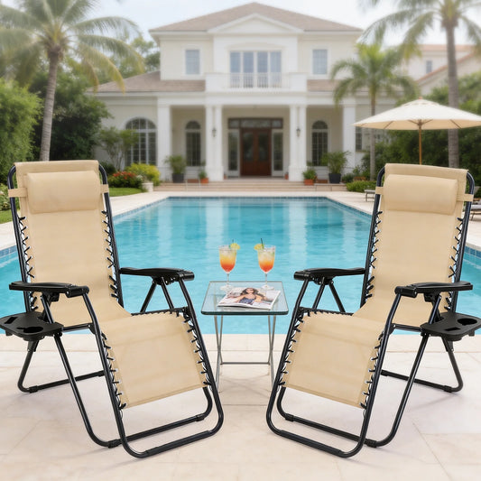 JHK Zero Gravity Recliner Chairs Set of 2 Cup Holders