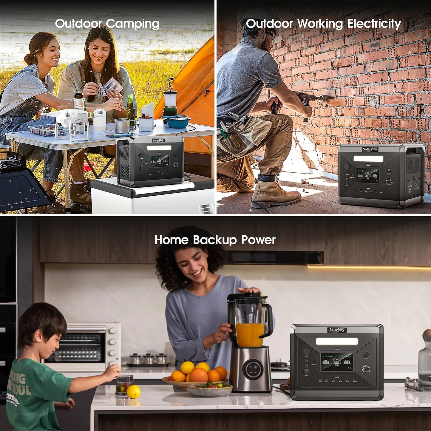 Solarplay Q2501 Portable Power Station 2160Wh LiFePO4 Battery 2400W AC Output