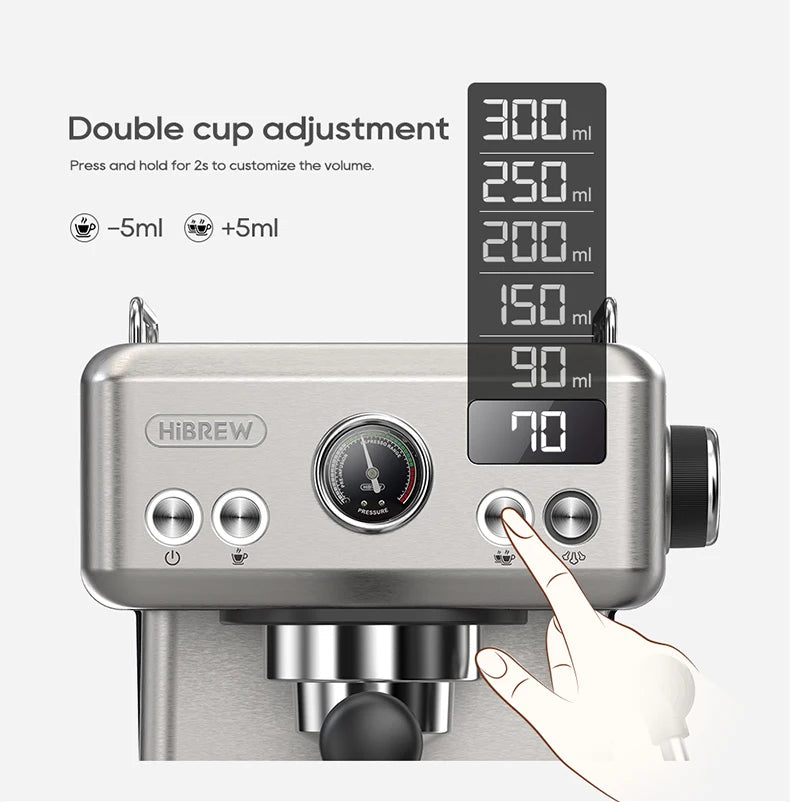 HiBREW 20 Bar Semi Automatic Espresso Machine With Portafilter