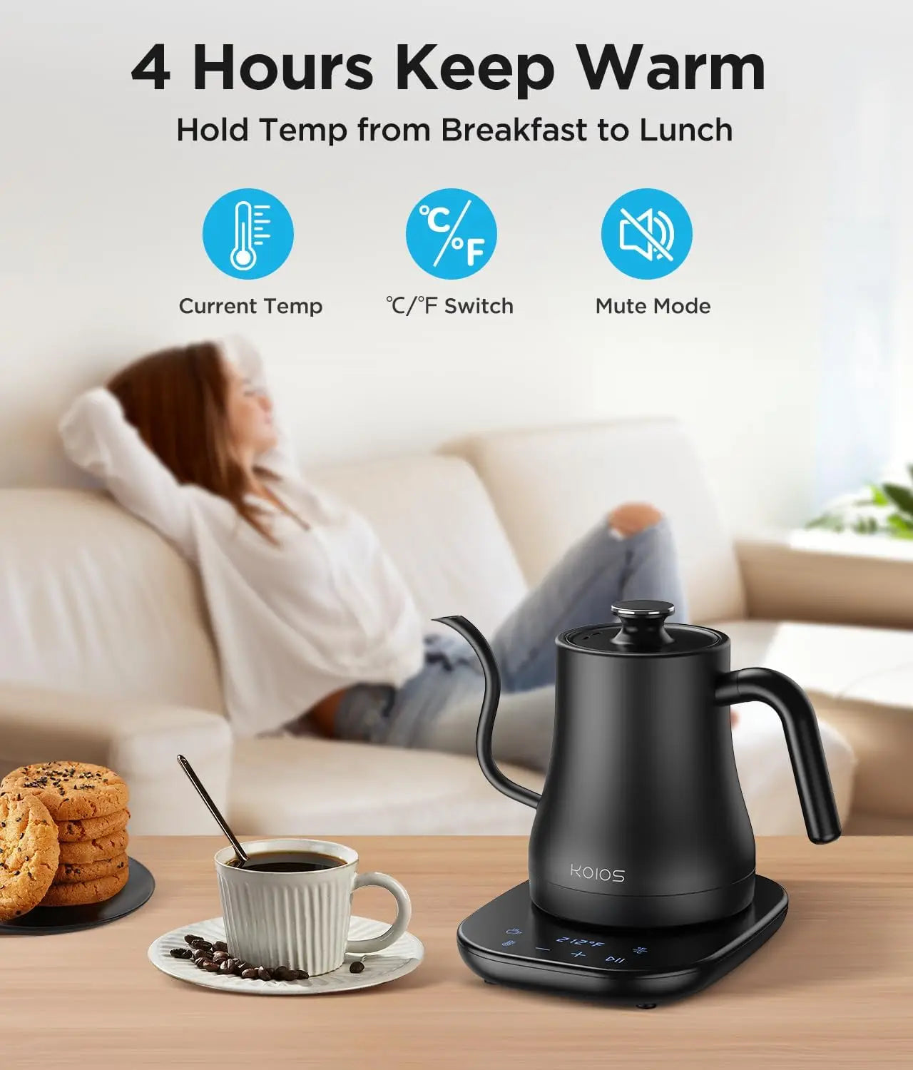 Gooseneck Electric Kettle With Precise Temperature Control And Quiet Operation