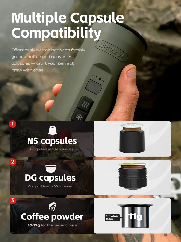 HiBREW H4C Portable Espresso Machine 3in1 Travel Coffee Maker 7500mAh Battery
