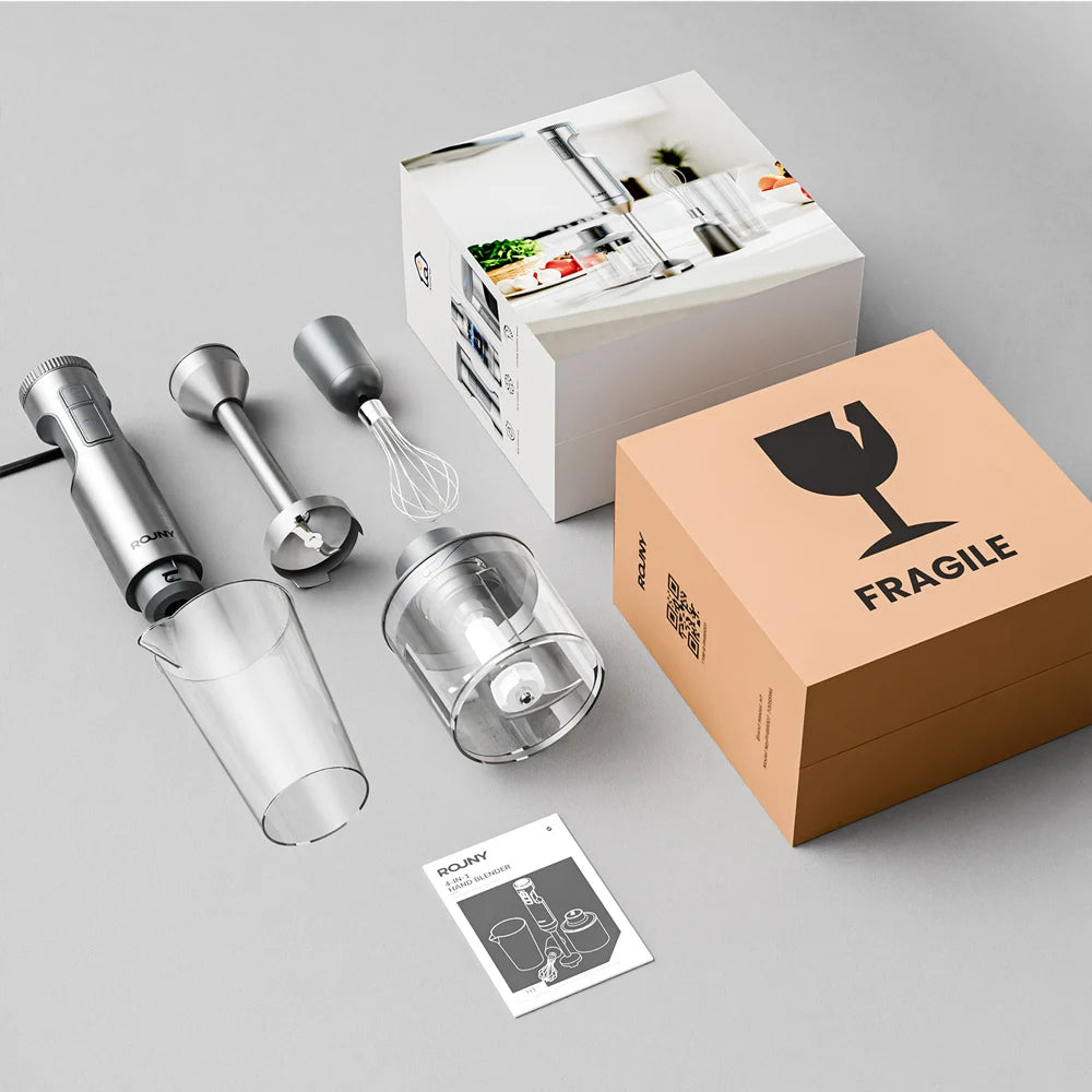 Rouny Hand Immersion Blender 1200W 4In1 Stainless Steel