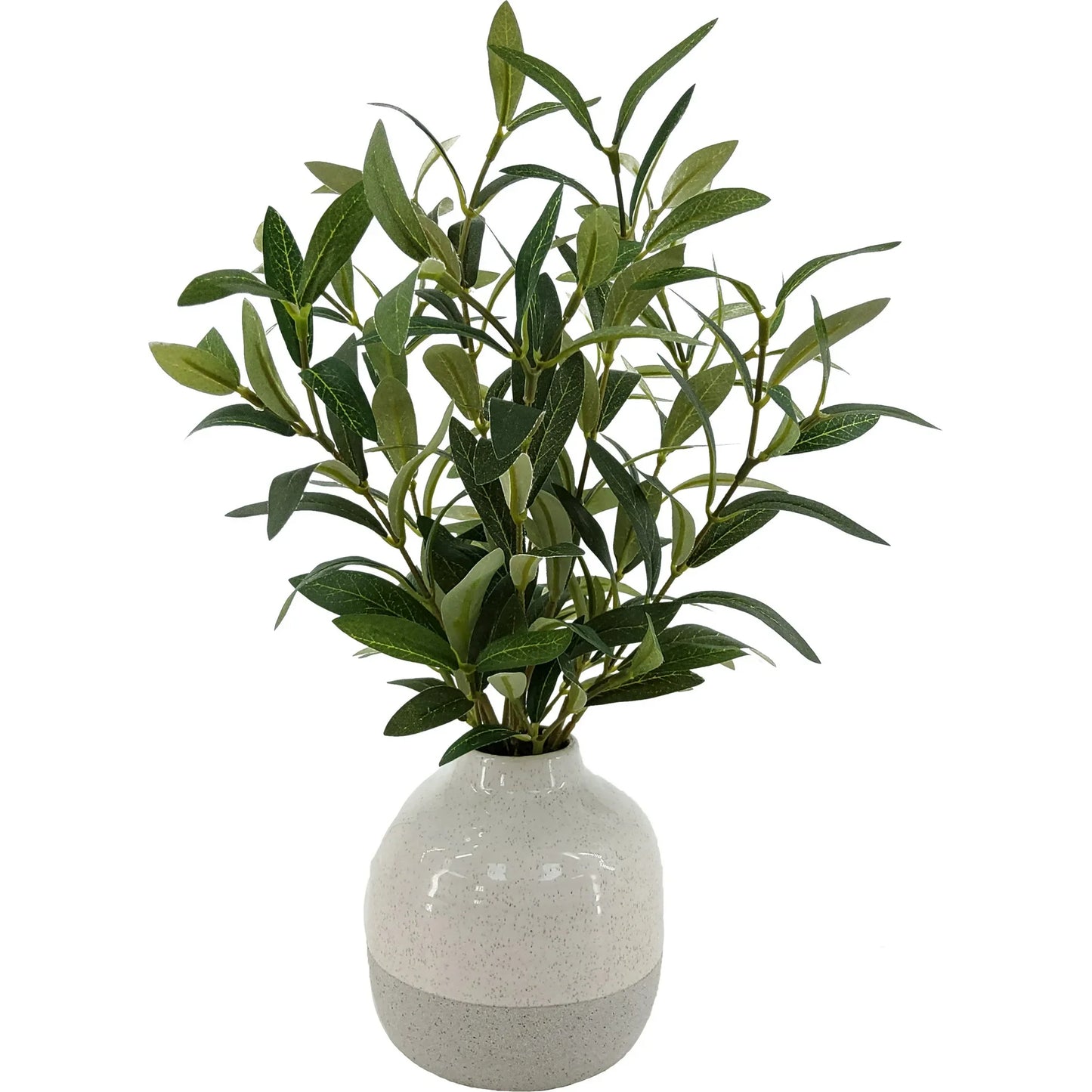 Indoor Artificial Olive Plant in a Two Tone Ceramic Vase