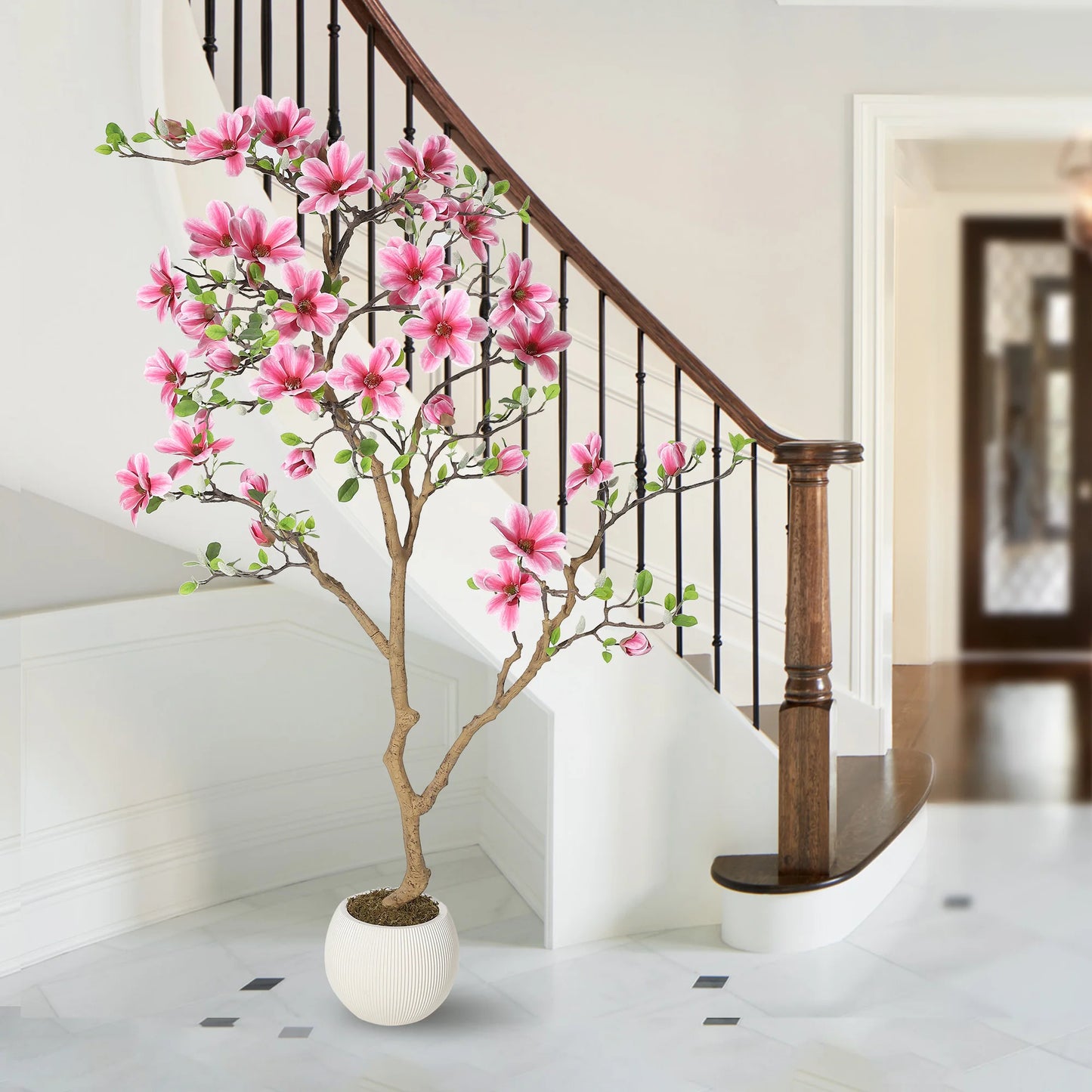HiMISS Lifelike Magnolia Tree Silk Plant for Home Decor