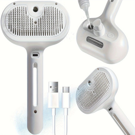 Pet Hair Removal Steam Brush For Grooming With Water Tank