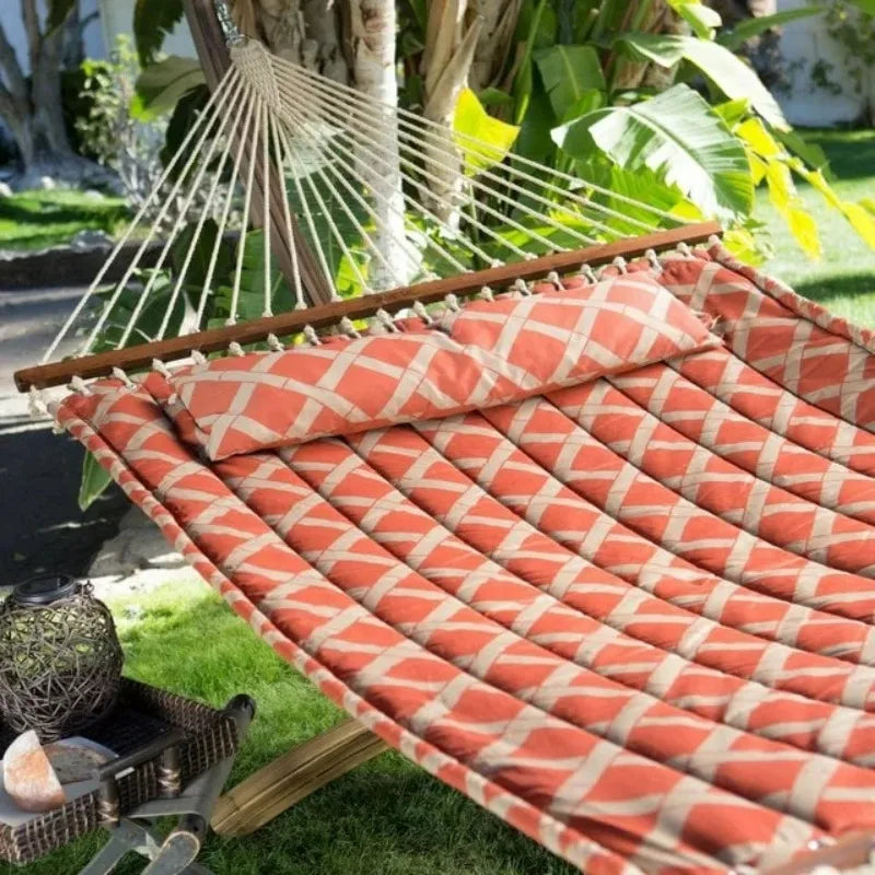 Wooden Free Standing Hammock With Oak Stand For Garden And Outdoor Relaxation And Comfort