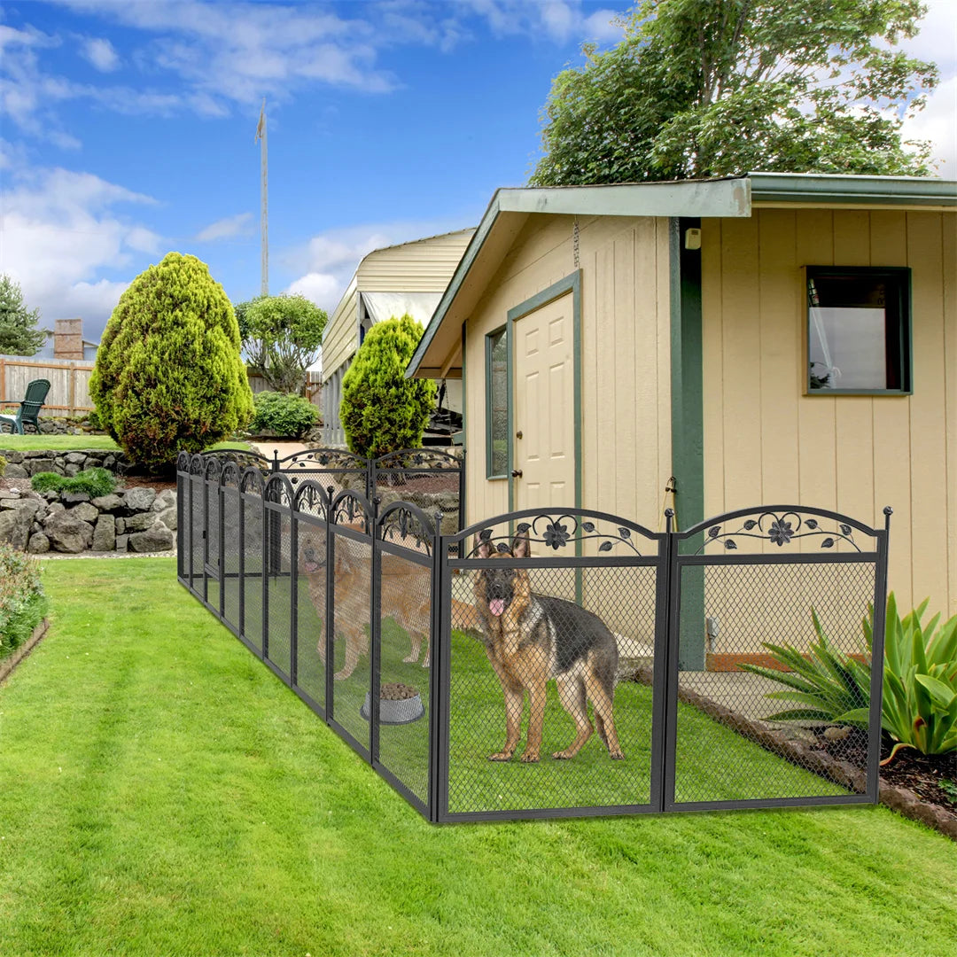 BINGOPAW Heavy Duty Dog Playpen 8 Panels Outdoor Iron Fence Waterproof Pad