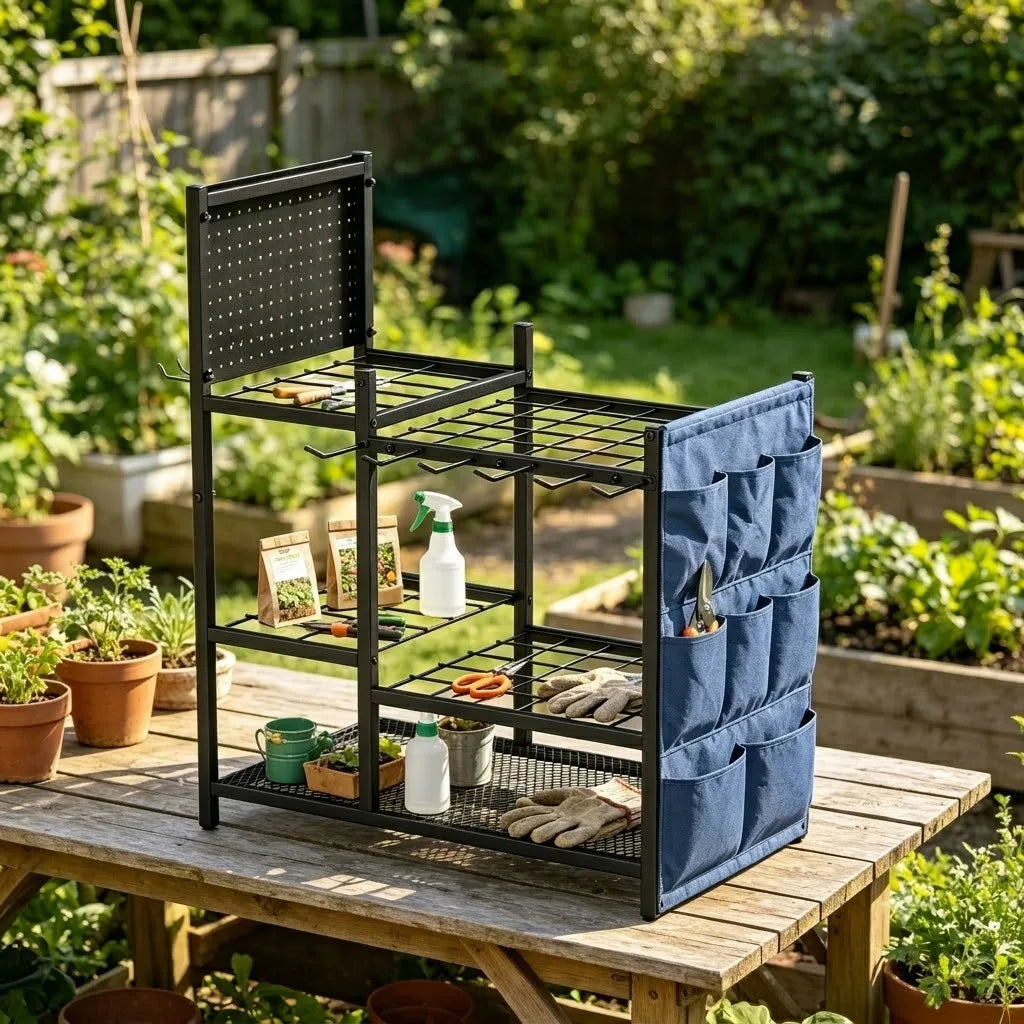 2 Pack Heavy Duty Garden Tool Storage Rack With Pegboard