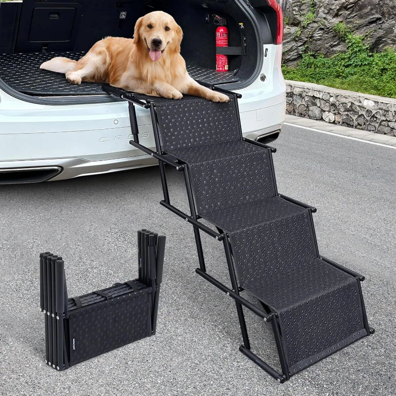 Make pet entrances and exits effortless with this lightweight, foldable car ramp designed for comfort and safety.
