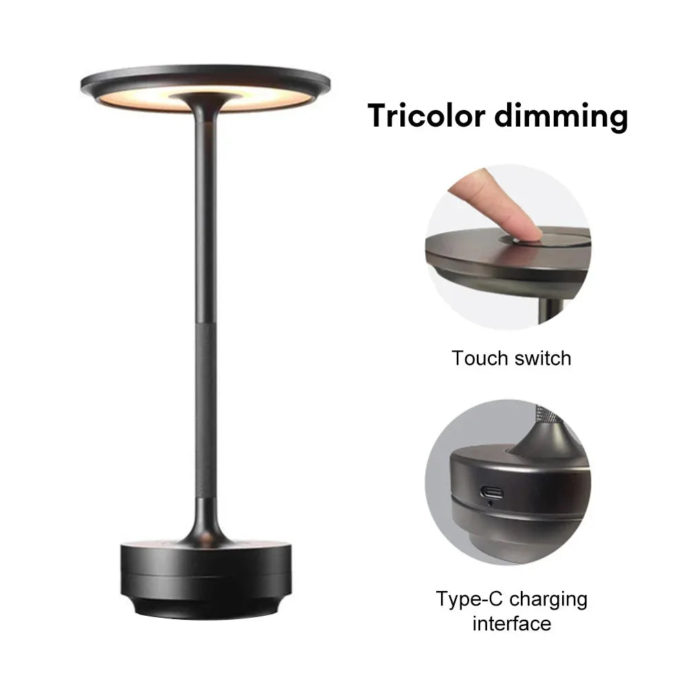 HPH LED Desk Lamp USB Touch Dimming Night Light Aluminum