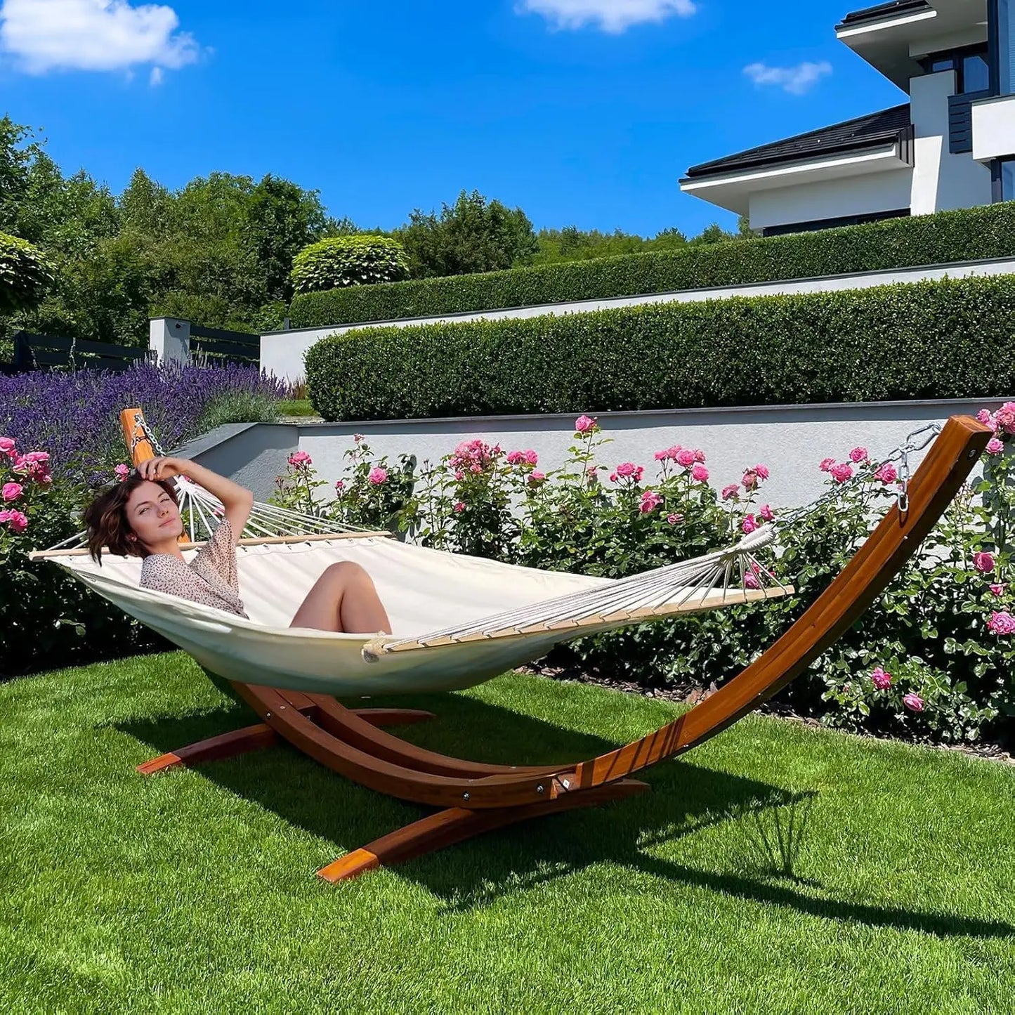 Heavy Duty 2 Person Hammock With Stand 550 Lbs Capacity For Porch Patio Garden