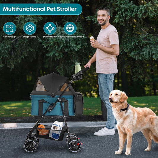3 In 1 Pet StrollerVehicle For Dogs And Cats Foldable
