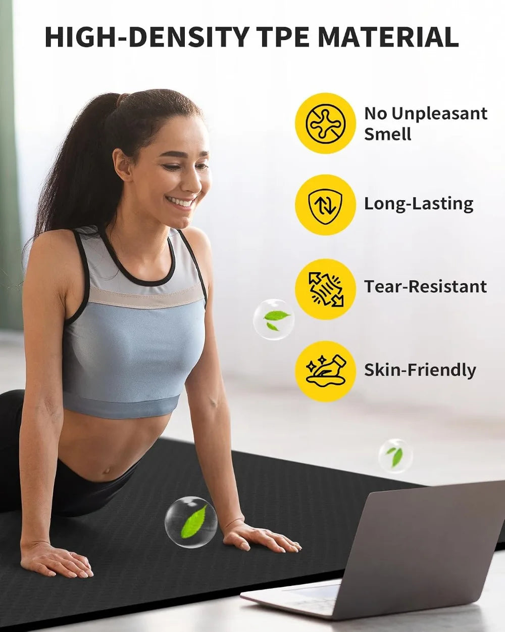 Extra Thick Yoga Mat For Home Gym With Joint Support
