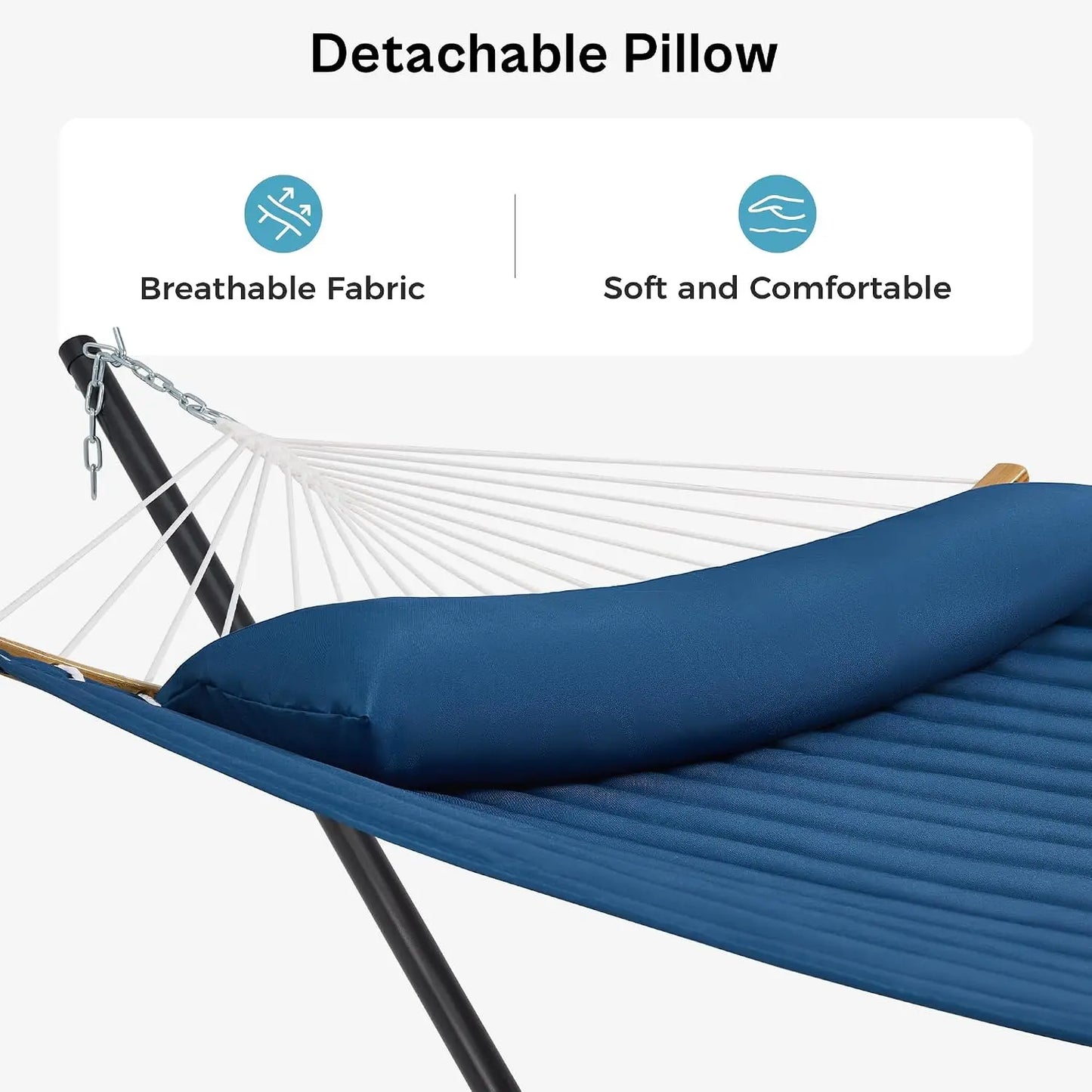 Curved Bar Hammock With Stand Two Person Heavy Duty Frame Detachable Pillow