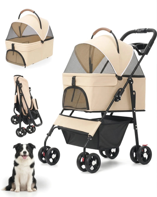 Cabusatly 2in1 Pet Stroller For Dogs Cats With Carrier