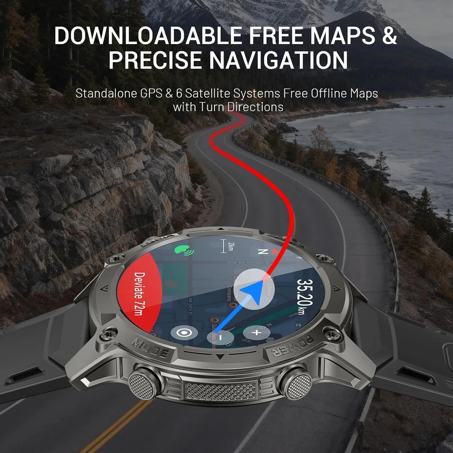AI Smart Watch With GPS And Offline Maps AMOLED Display