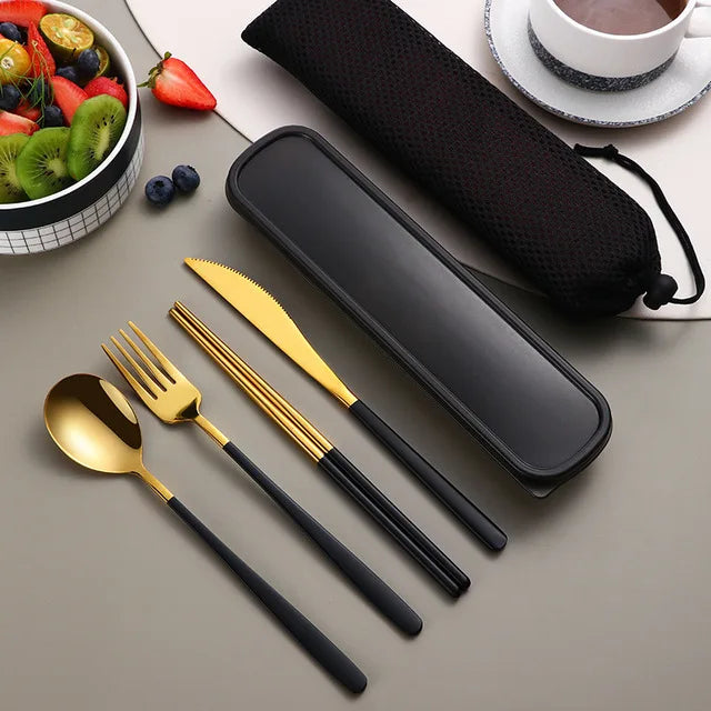 High Quality Stainless Steel Portable Cutlery Set With Travel Box