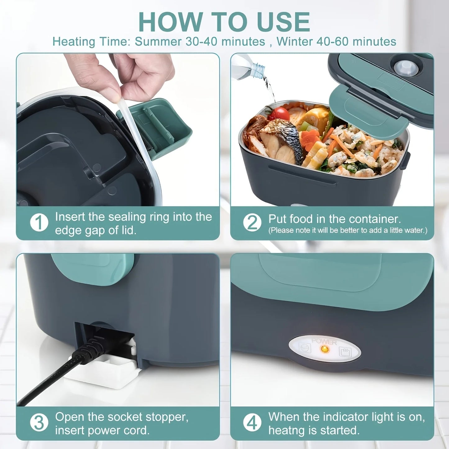 AEDG Portable Electric Lunch Box Warmer For Car And Home