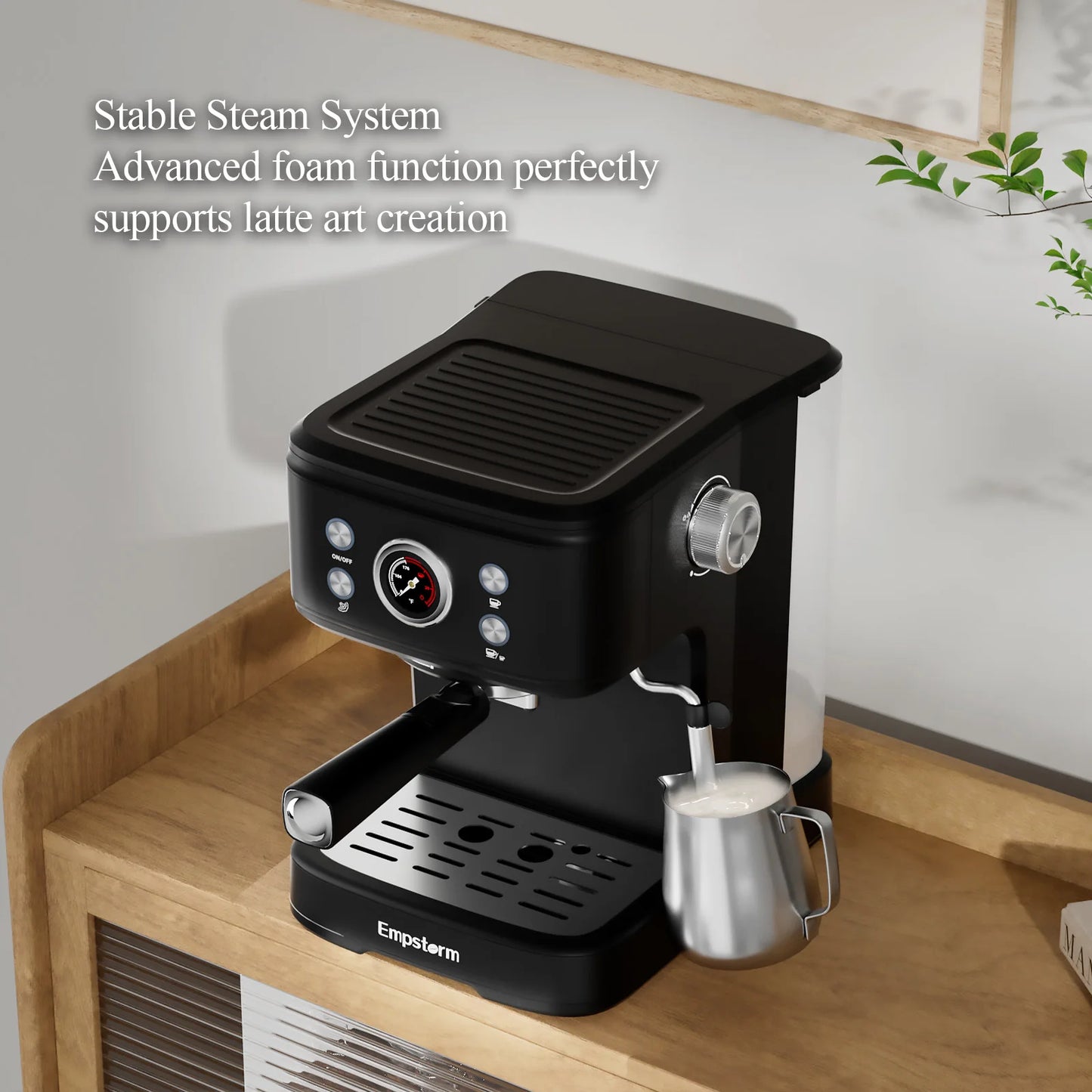 Semi Automatic Espresso Machine With Milk Frother Stainless Steel 20 Bar Pump
