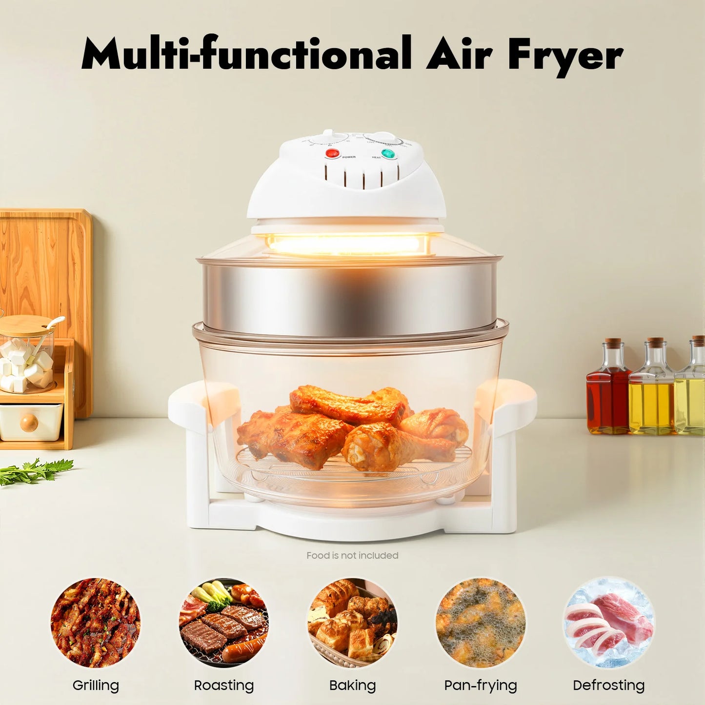 Visual Air Fryer 110V 1200 To 1400W 360 Degree Circulation