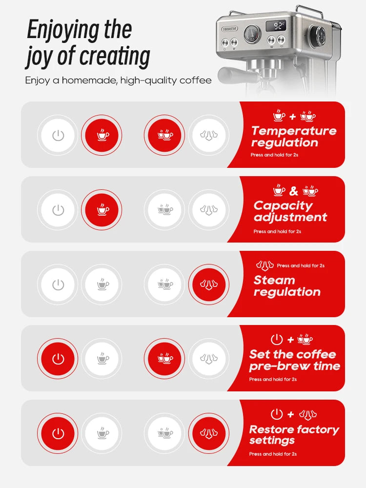 HiBREW 20 Bar Semi Automatic Espresso Machine With Portafilter