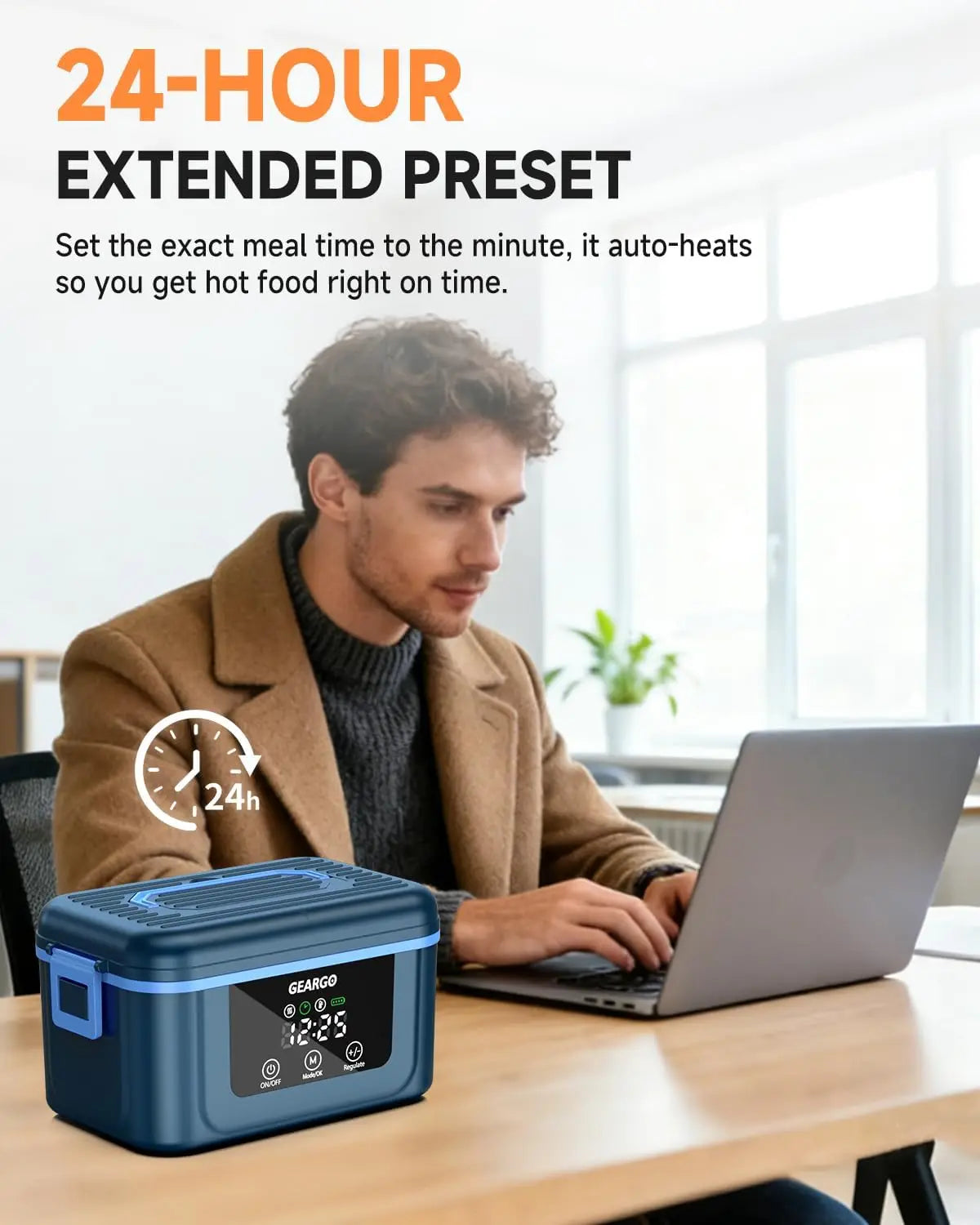 Cordless Electric Lunch Box Self Heating Portable 24 Hour Rechargeable