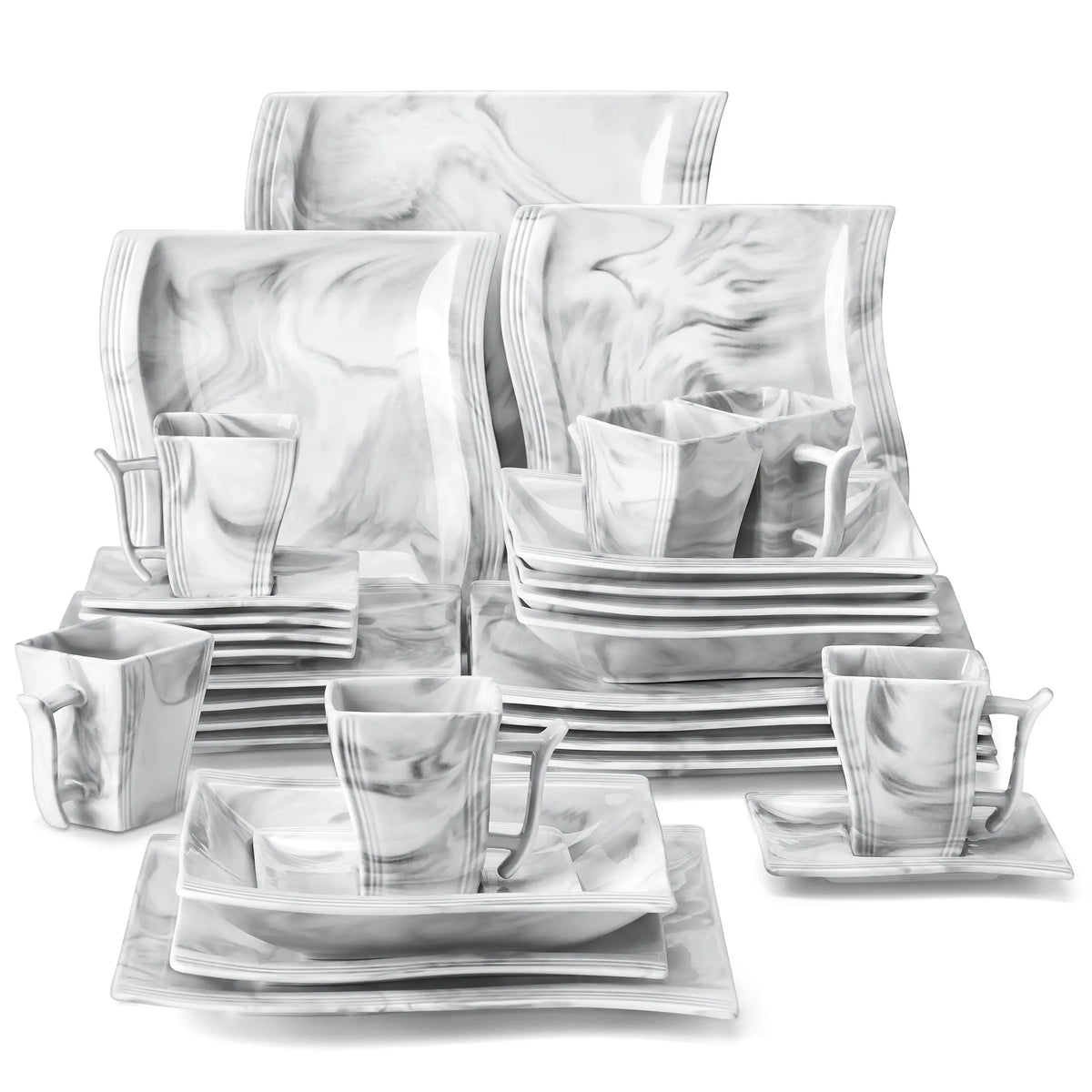 Malacasa Luxury Marble Finish Porcelain Dinnerware Set