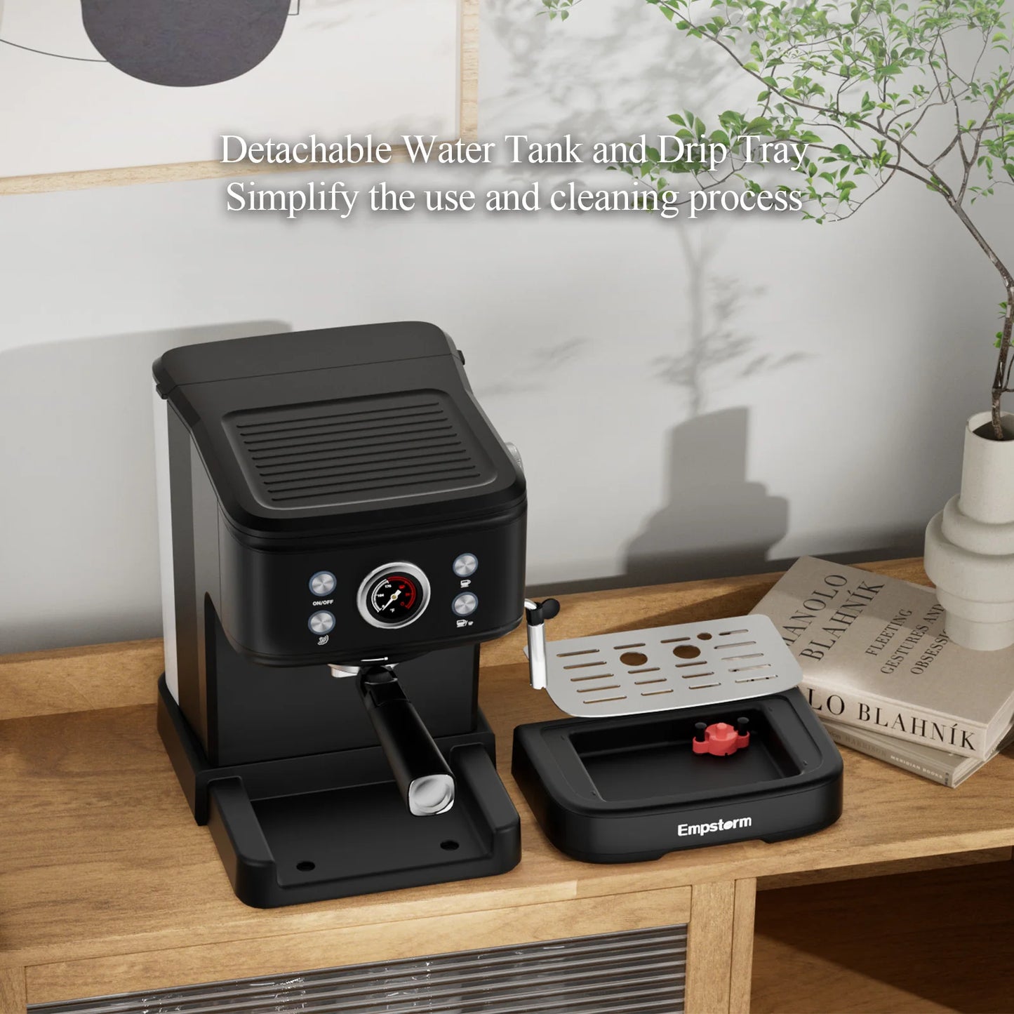 Semi Automatic Espresso Machine With Milk Frother Stainless Steel 20 Bar Pump
