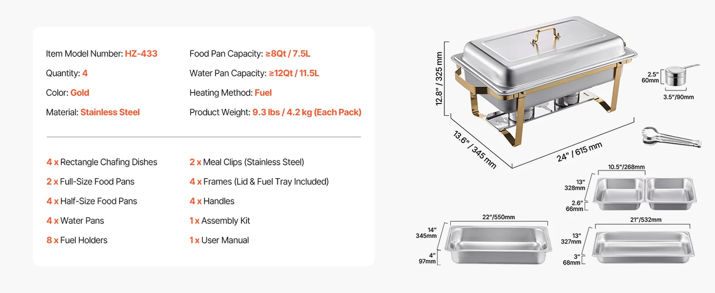 SucceBuy Chafing Dish Buffet Set Stainless Steel Server