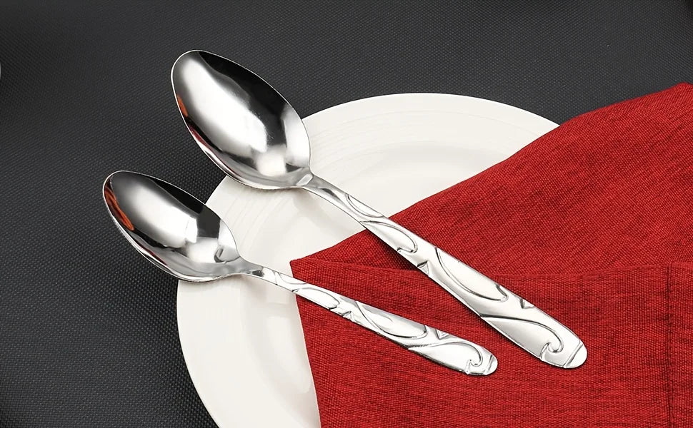 Stainless Steel Flatware Set Mirror Polished Dishwasher Safe Kitchen Utensils