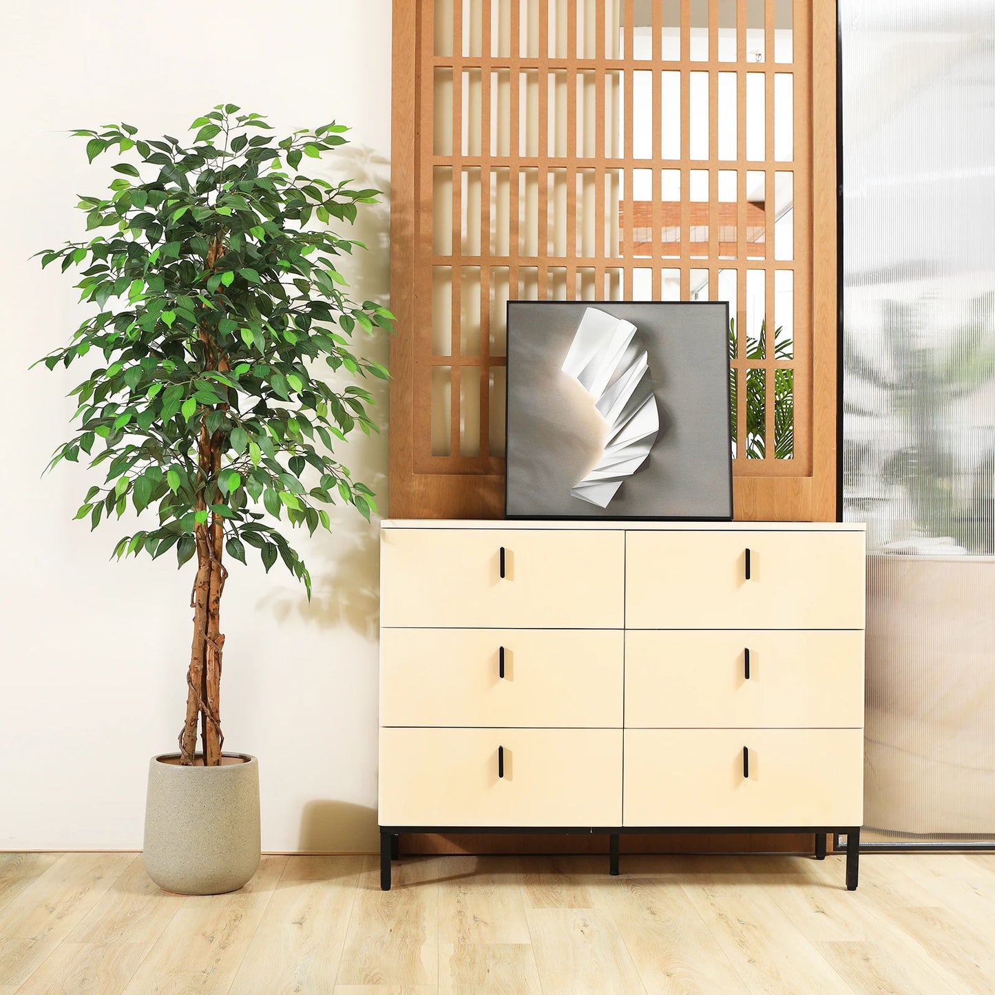 KAZEILA Silk Ficus Tree With Curved Trunk For Office Decor