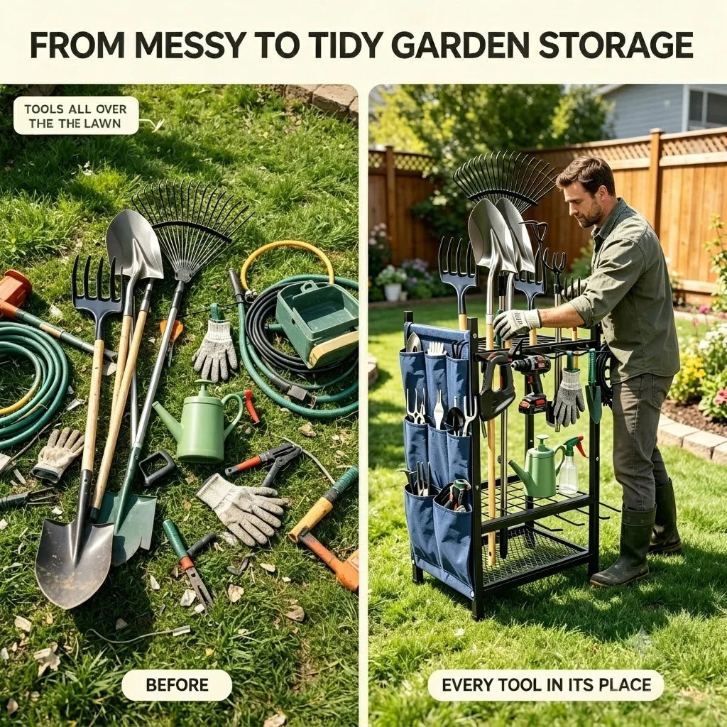 2 Pack Heavy Duty Garden Tool Storage Rack With Pegboard