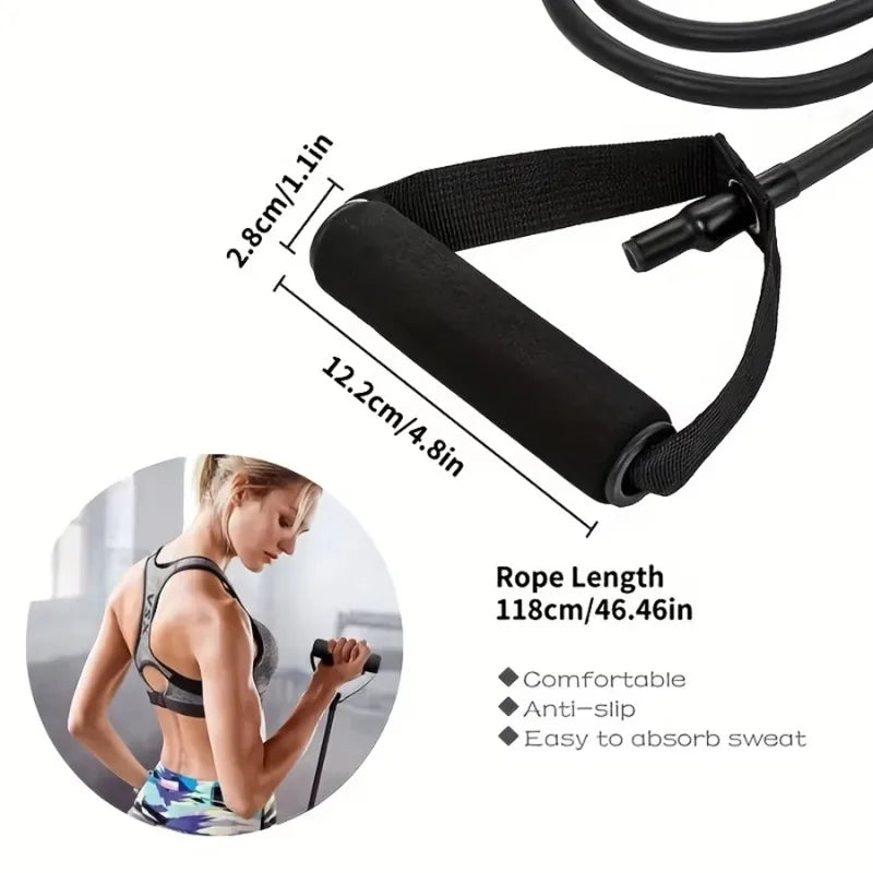 Home Gym Resistance Band Set With Four Levels, Comfort Grip Handles, Door Anchor And Carry Bag