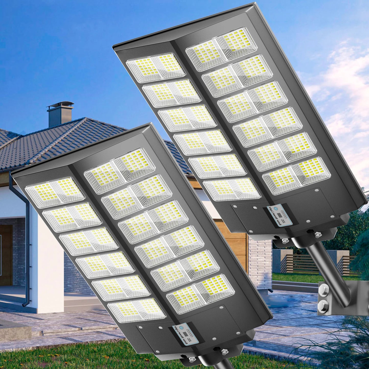 2-Pack 5000W Solar Street Lights Outdoor Motion Sensor And Remote