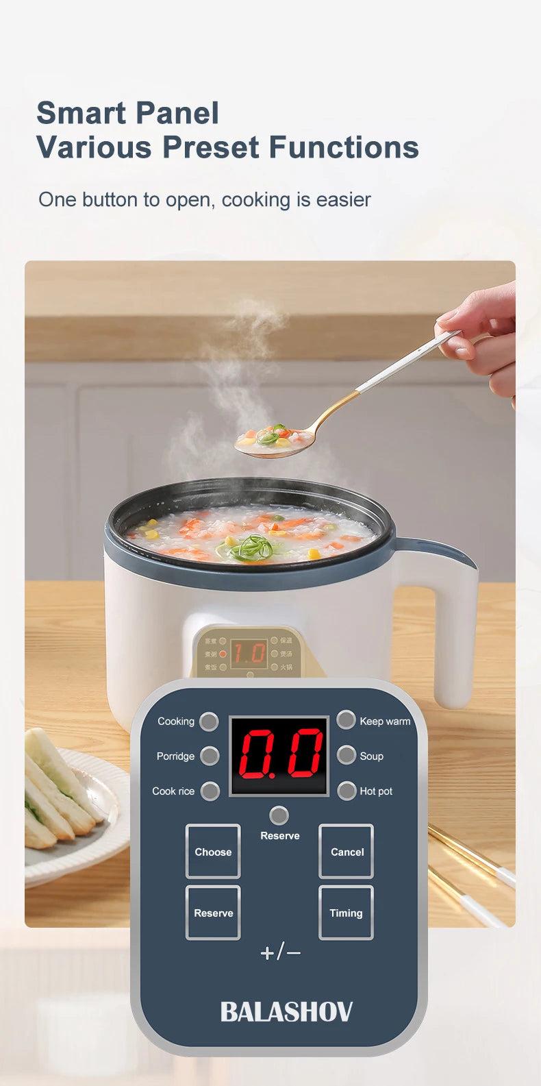 BALASHOV Electric Rice Cooker Nonstick Mechanical MultiCooker