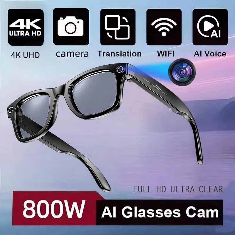 GUHUAVMI Camera AI Glasses With Translation, 720P Dual Cameras, Waterproof