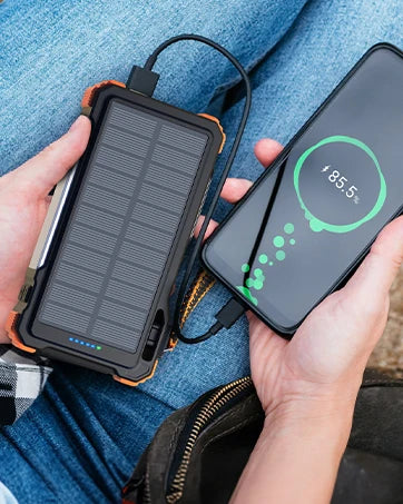 Solar Power Bank 20000mAh Built In Cables Wireless Charger
