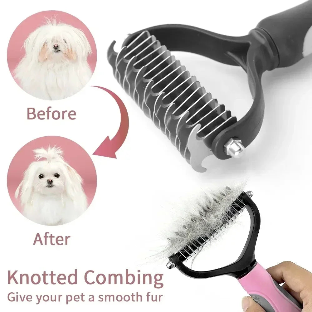 Double Sided Stainless Steel Pet Grooming Brush Hair Remover Tool