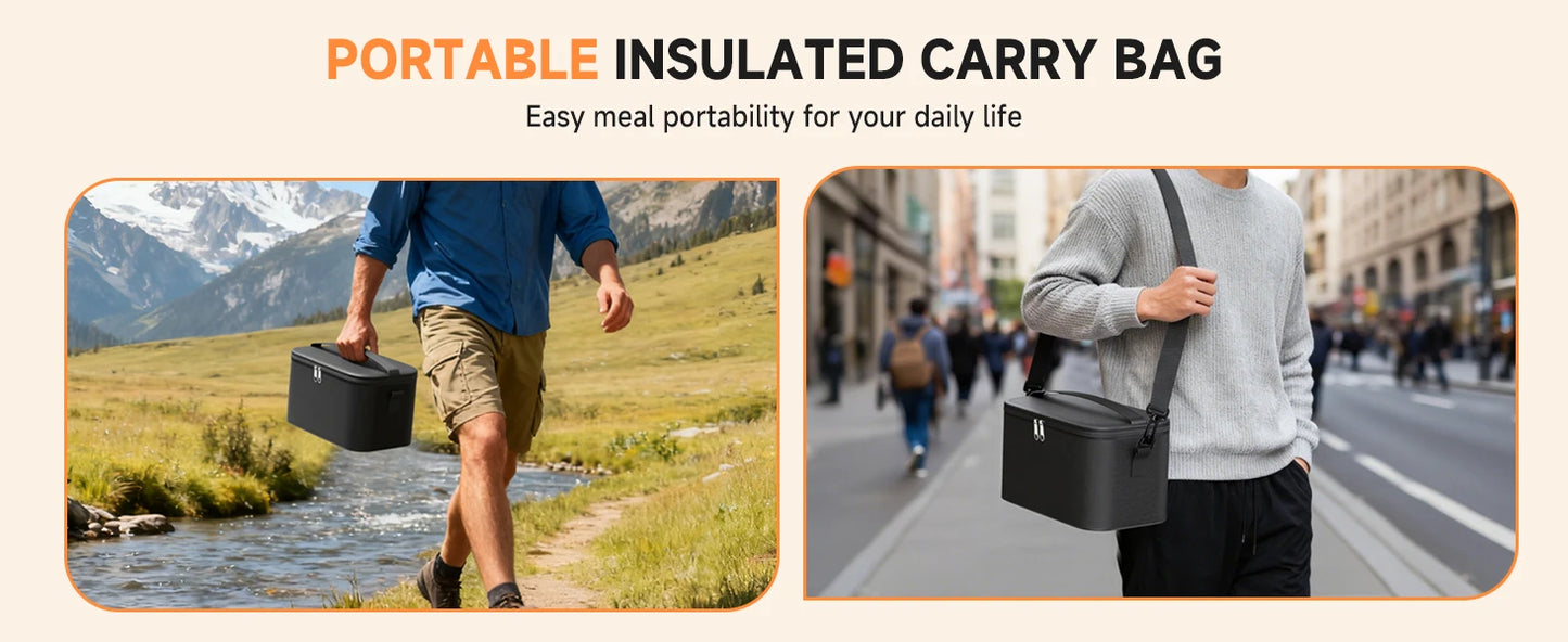 Cordless Electric Lunch Box Self Heating Portable 24 Hour Rechargeable