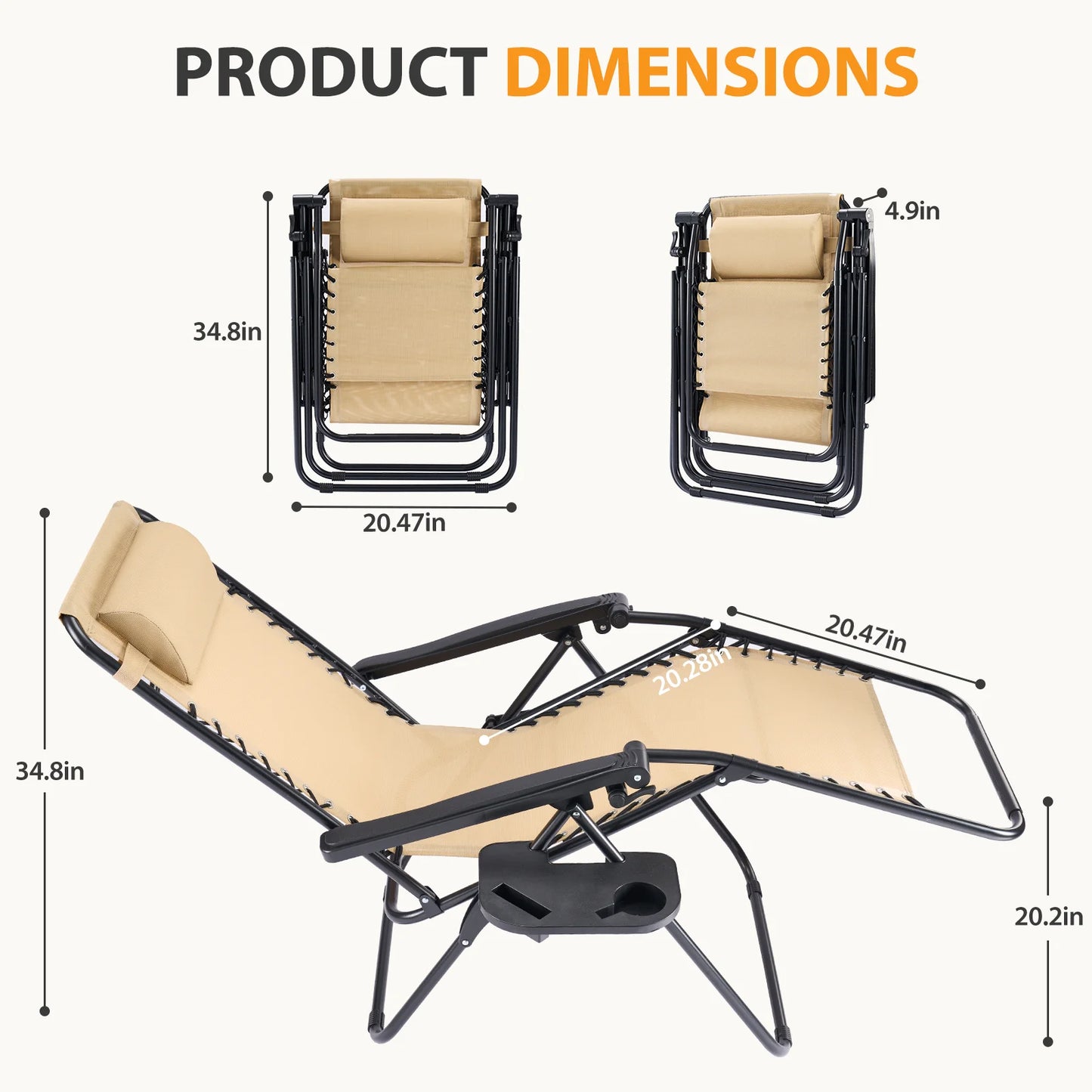 JHK Zero Gravity Recliner Chairs Set of 2 Cup Holders