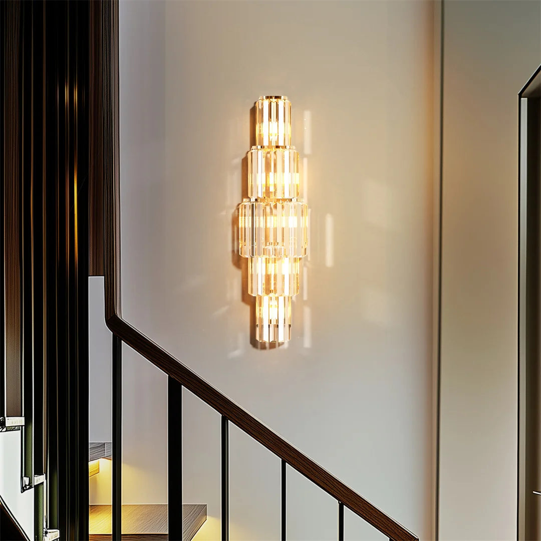 LUVODI Modern Crystal Wall Lamp 3 Layer Sconce Light E14