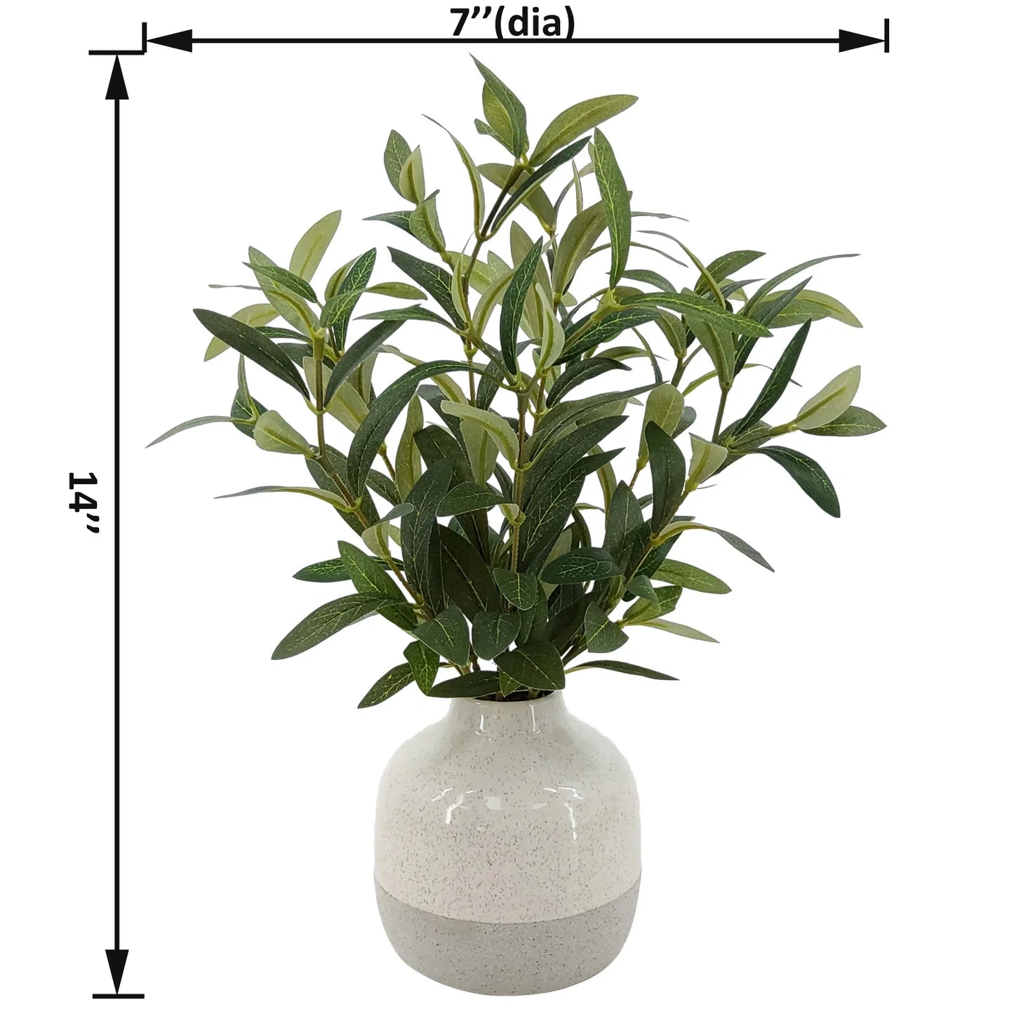 Indoor Artificial Olive Plant in a Two Tone Ceramic Vase