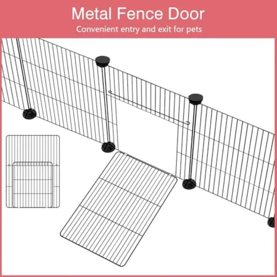 Secure Indoor Pet Playpen With Waterproof Mat For Guinea Pigs