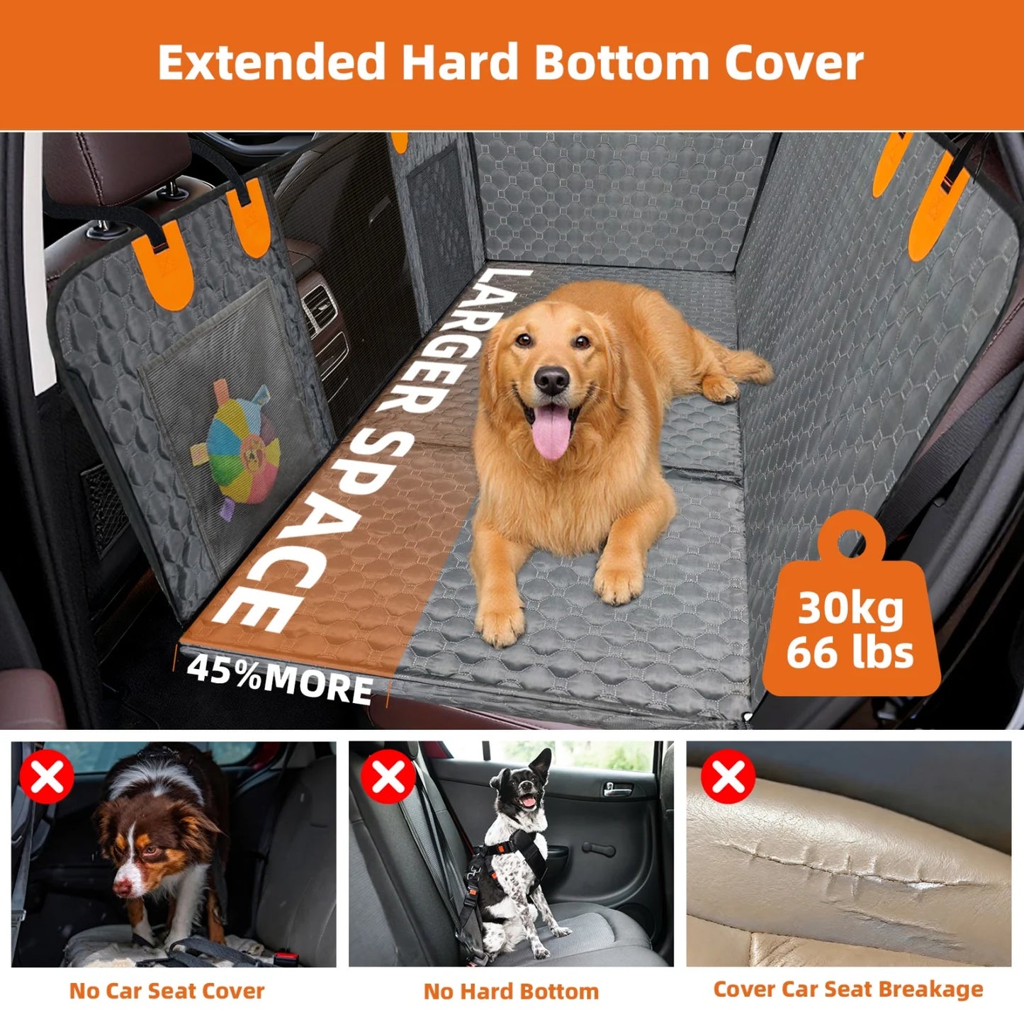 BINGOPAW Waterproof Dog Car Seat Cover with Hammock and Pockets